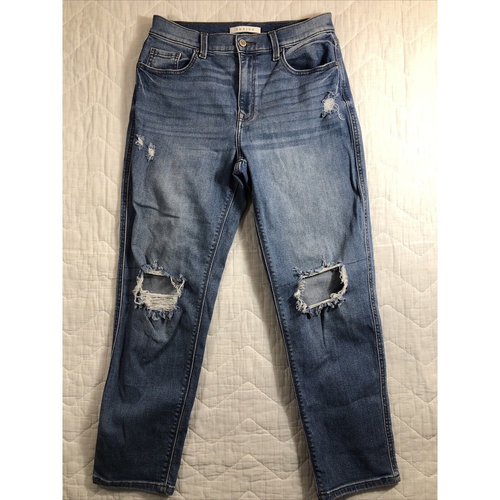 Eunina Rocky Jeans Women's 7 Blue Denim Distressed High Rise‎ Boyfriend Junior's